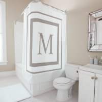 Twilight taupe and white square border monogram