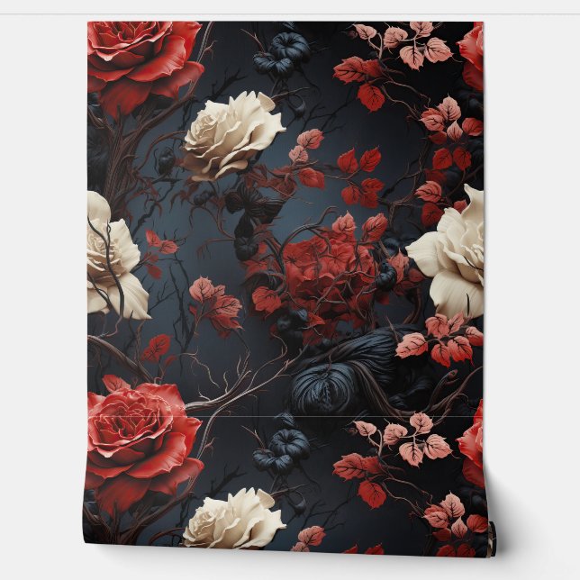Twilight Thorns Botanical Wallpaper (Unrolling)