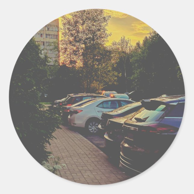 Twilight Urban Round Sticker – Customisable (Front)