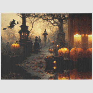 Twilight Vintage Halloween Scene Decoupage Tissue Paper