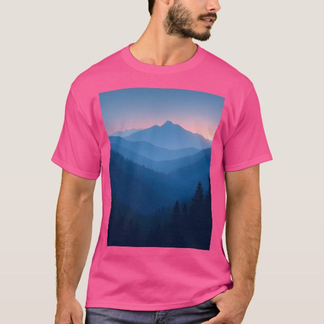 Twilight Whisper Mystical Mountain Landscape Graph T-Shirt (Front)