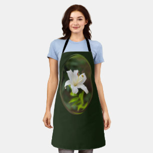 Twilight white lily apron