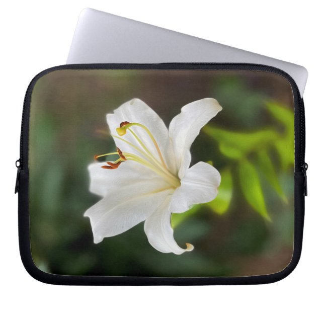 Twilight white lily laptop sleeve (Front)