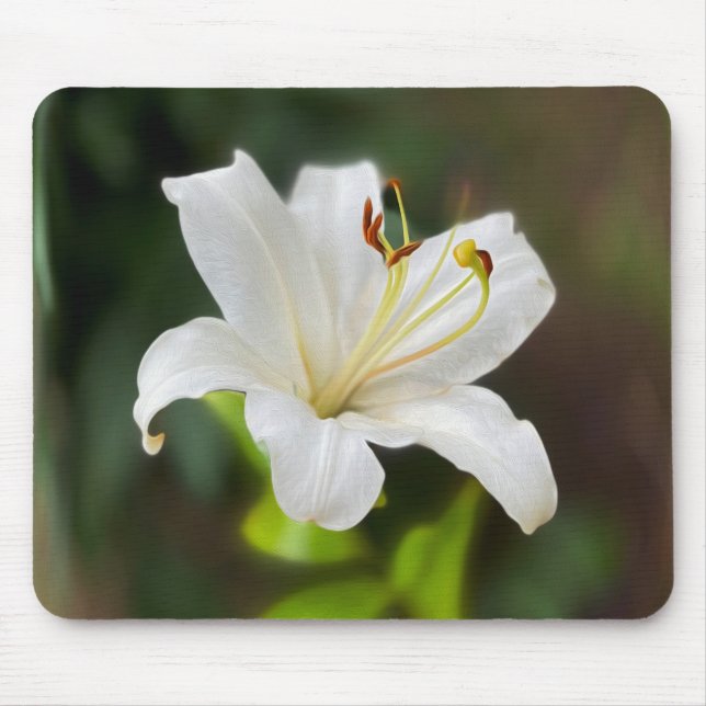 Twilight white lily mouse mat (Front)