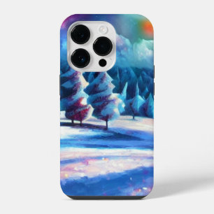 Twilight Winter Wonderland with Glowing Sky iPhone 14 Pro Case