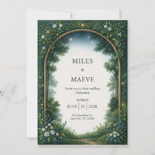 Twilight Woodland Arch Wedding Invitation