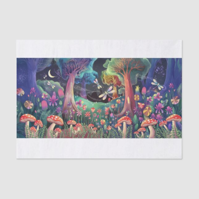 Twilight Woodland Fantasy, Whimsical Fairyland Tissue Paper (Front)