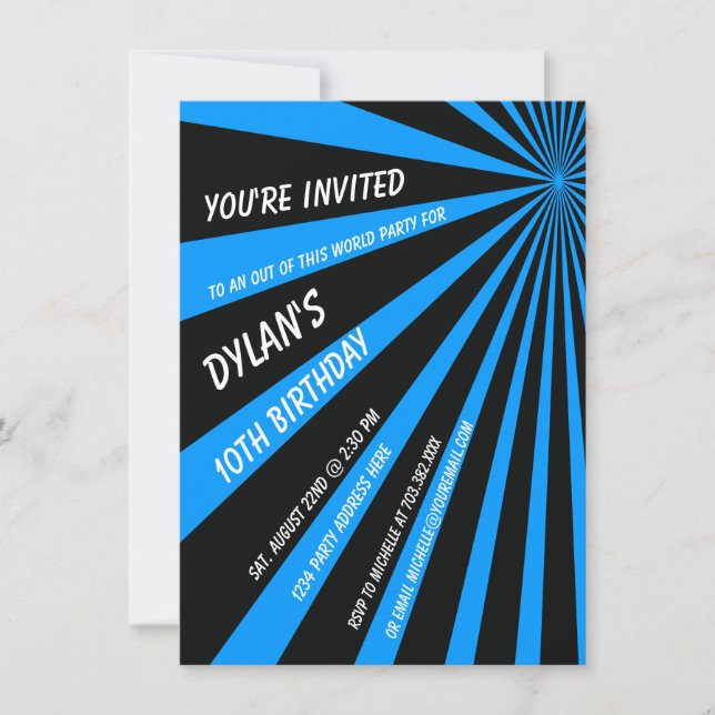 Twilight Zone Blue Black Birthday Party Invitation (Front)