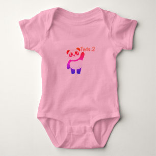 Twin 2 Cute Panda Baby Bodysuit   Newborn Twin 