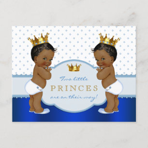 Twin African American Prince Baby Shower Invitation