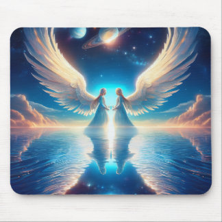 Twin Angels in the Clouds Mousepad