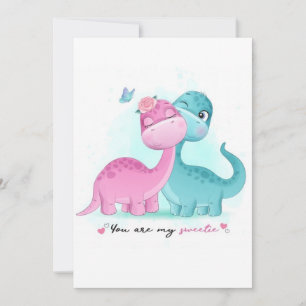 Twin Aqua and Pink Dinosaur Invitation