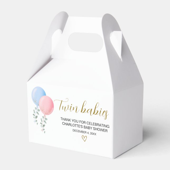 Twin Babies Baby Shower Favour Box (Front Side)