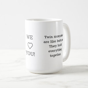 Twin Babies Gift: We Love Mum Mug, 2 Boys, Coffee Mug