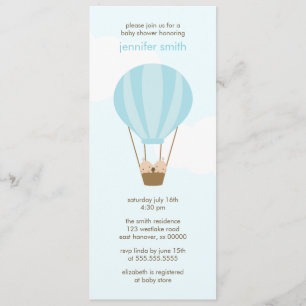 Twin Babies in a Balloon Baby Shower Invitation
