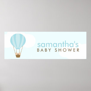 Twin Babies in a Green Hot Air Balloon Poster