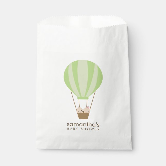 Twin Babies in Green Balloon Baby Shower Favour Bags (Front)