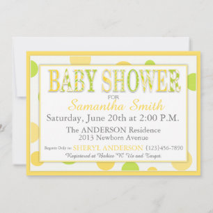 Twin Babies Lemon Lime Dots Baby Shower Invitation