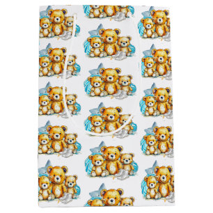 Twin Babies of Colour Baby Shower or New Baby Medium Gift Bag