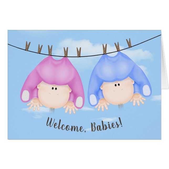 Twin Babies On Clothesline (Front Horizontal)
