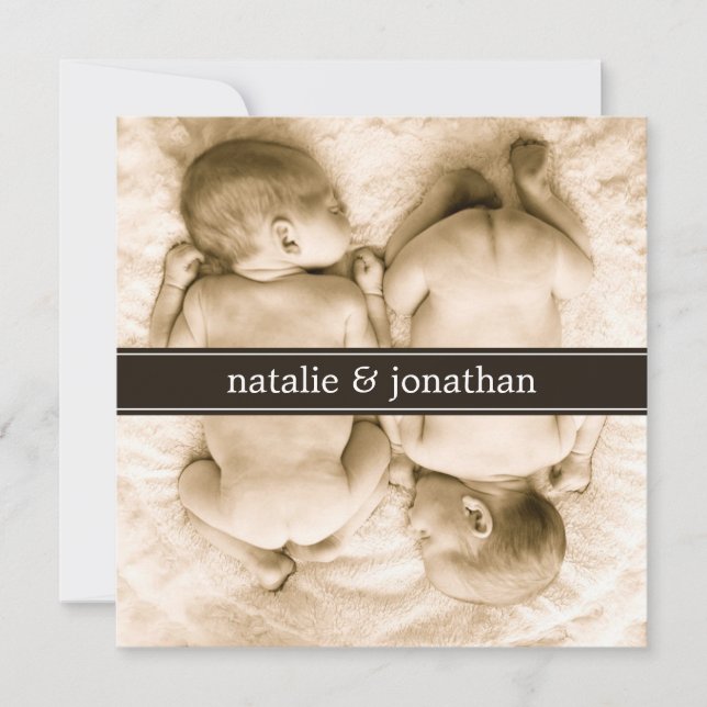 Twin Babies Photo Birth Announcement (Front)