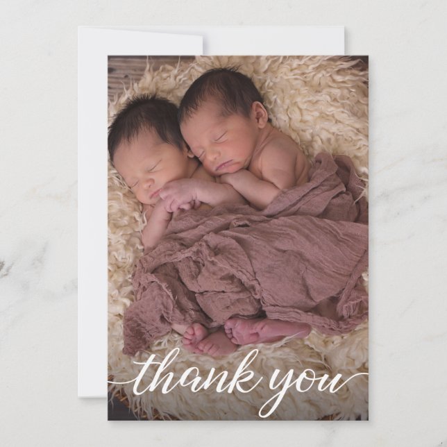 Twin Baby Birth Announcement Thank You (Front)