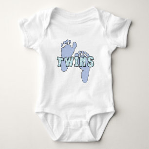 Twin baby boy footprints bodysuit