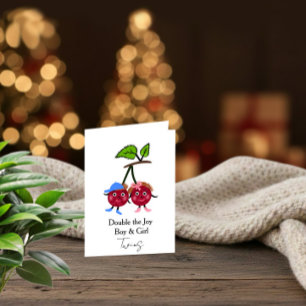 Twin Baby Boy & Girl Welcome Card