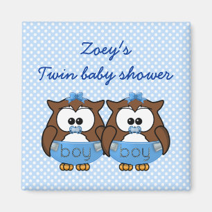 twin baby boy owl magnet