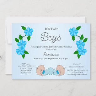Twin Baby Boys Baby Shower Invitation