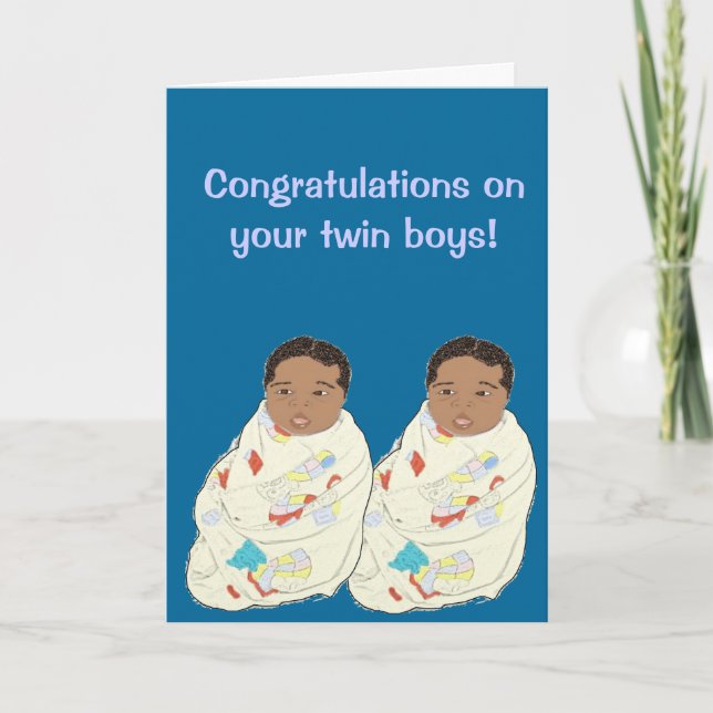 Twin baby boys card (Front)