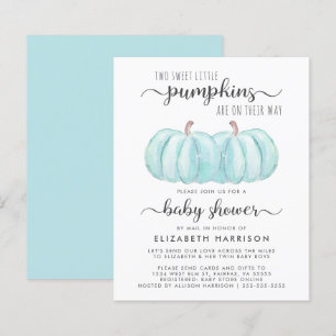Twin Baby Boys Pumpkin Shower By Mail Invitation