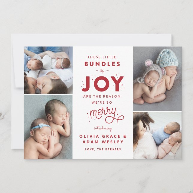 Twin Baby Christmas Birth Announcement (Front)