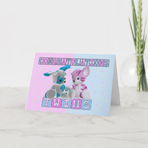 Twin Baby Congratulations Card