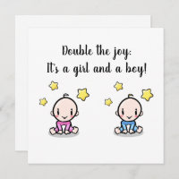 twin baby congratulations card, new arrival twins 