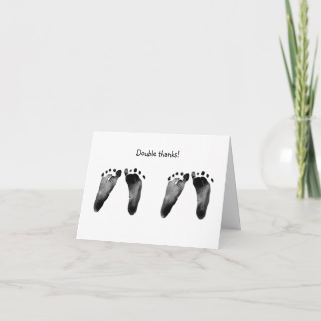 twin baby footprints-thank you thank you card (Front)