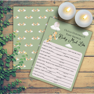 Twin Baby Foxes Baby Baby Shower Game Invitation