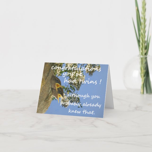twin baby fun congratulations card (Front)