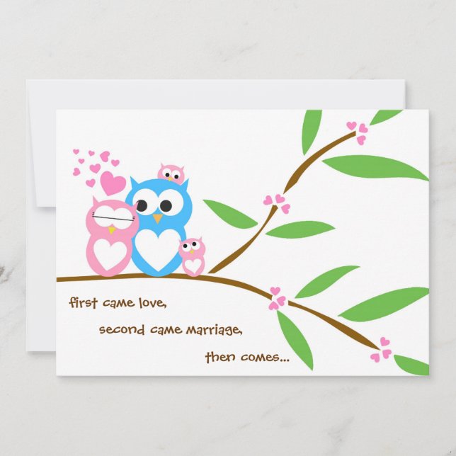 Twin Baby Girl Owl Baby Shower Invitation (Front)