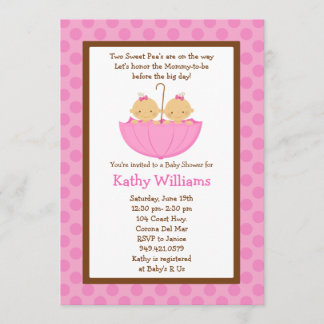 Twin Baby Girl Shower Invitation