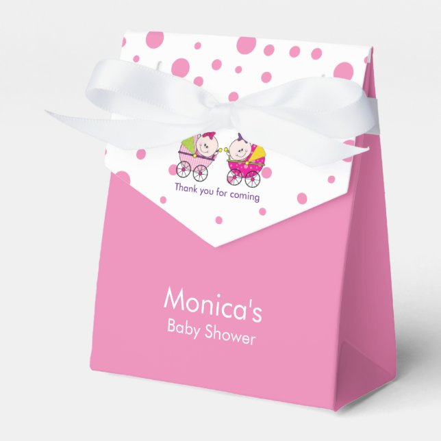 Twin Baby Girls Baby Shower Favour Box (Front Side)
