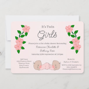 Twin Baby Girls Baby Shower Invitation