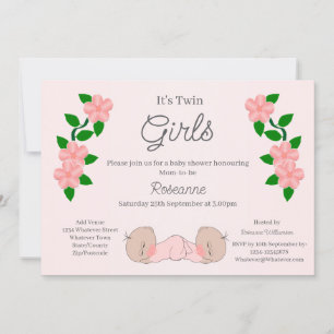 Twin Baby Girls Baby Shower Invitation