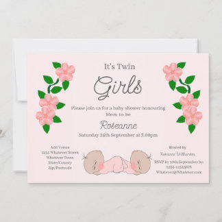 Twin Baby Girls Baby Shower Invitation