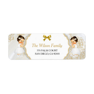 Twin Baby Girls Baptism Christening Gold White
