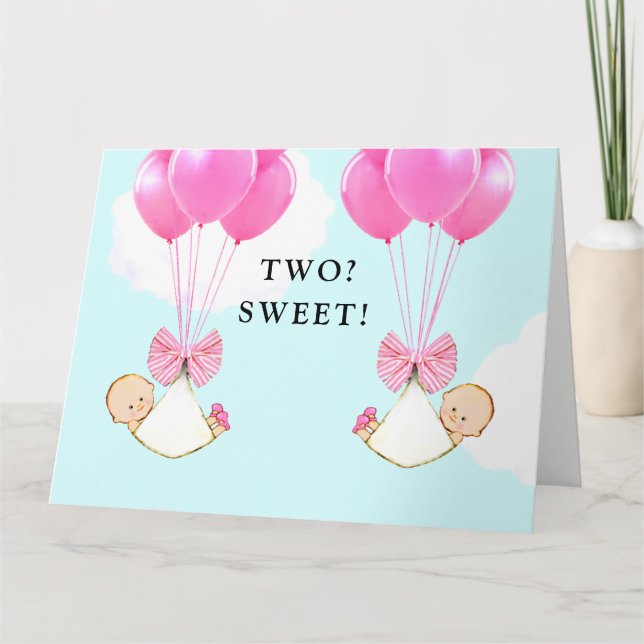 Twin Baby Girls Congrats Card (Front)