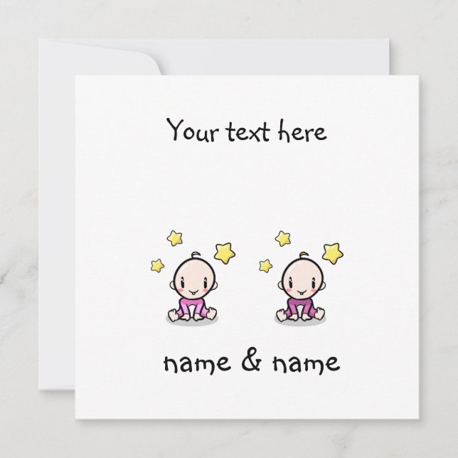 Twin Baby Girls Congratulations With Names,  Card (Front)