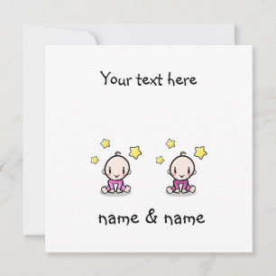 Twin Baby Girls Congratulations With Names,  Card