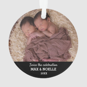 Twin Baby Photo Our First Christmas Ornament