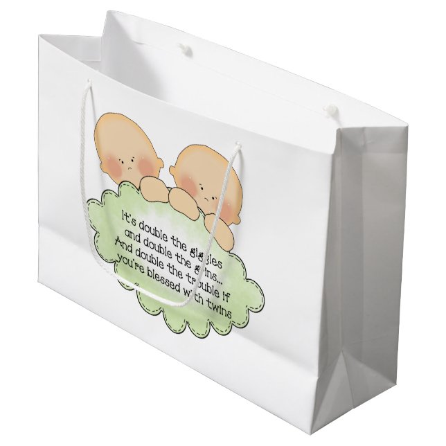 Twin baby poem fun gift bag (Front Angled)